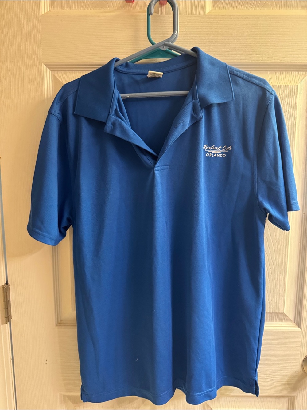RAINFOREST Men's Blue Polo with Orlando Script Embroidery